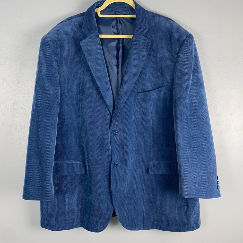 Meztizos‎ USA Original Two Button Corduroy Blazer Jacket Sport Coat Blue Jeweled